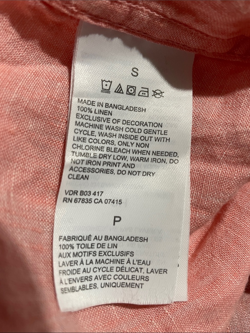 Nautica Men's Light Pink Long-Sleeve Button-Down Shirt 100% Linen - Picture 3 of 4